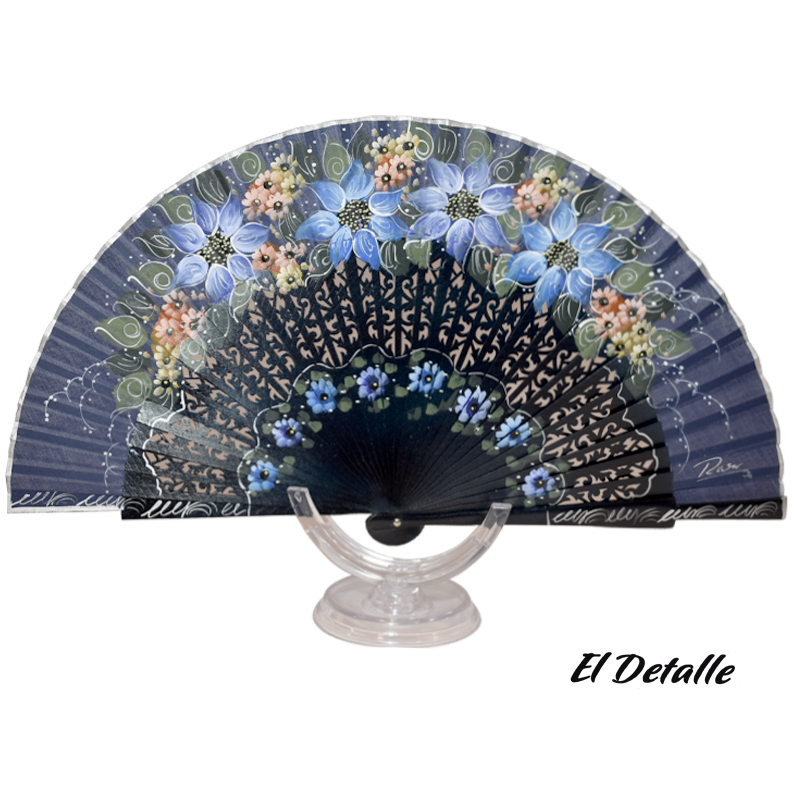 Flores Azules Abanico El detalle