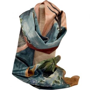 Pashmina tonalidades azules y naranjas