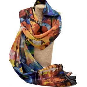 Pashmina tonalidades azules y ocres