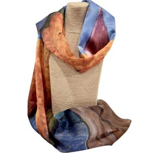 Pashmina tonalidades azules y rojizos